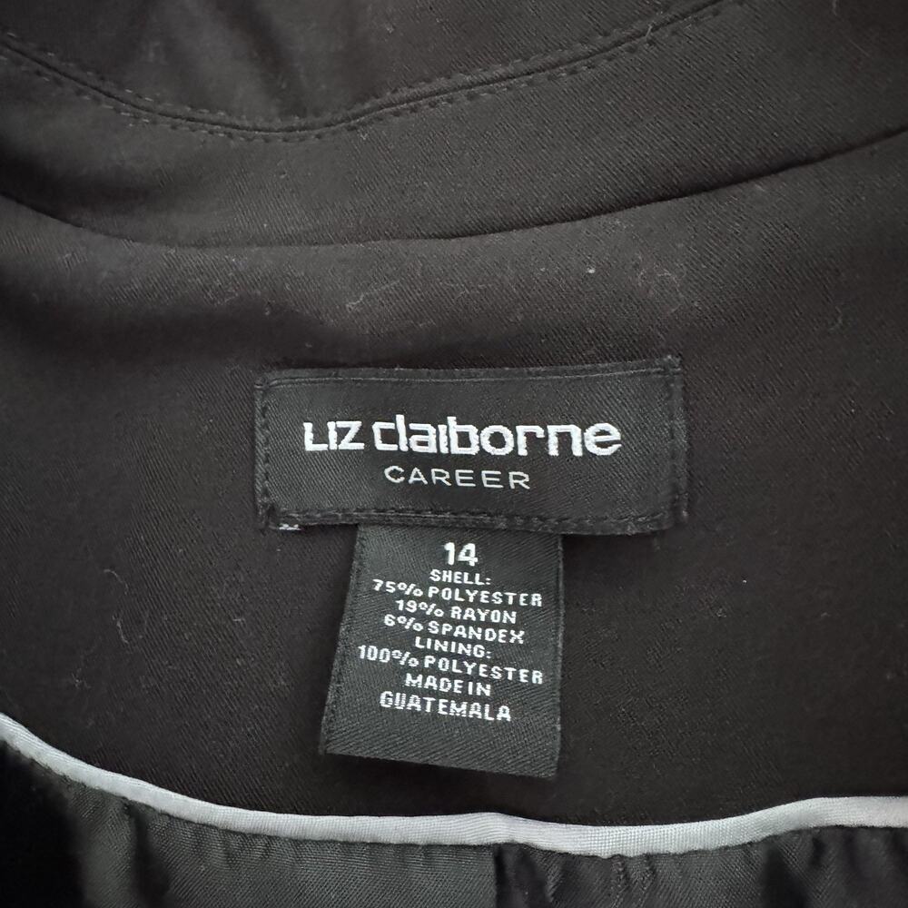 Liz Claiborne Career Blazer Womens Size 14 Black One Button Stretch Work Jacket - Picture 8 of 10